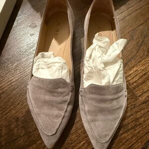M. Gemi Pointed Suede Loafers in Natural - Stellato Anello